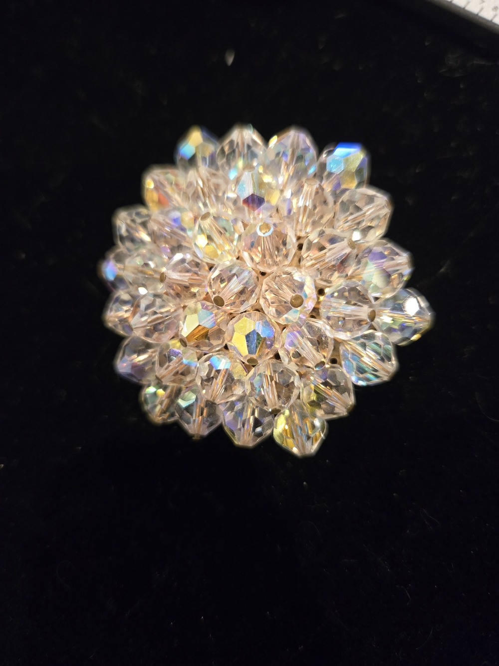 Vintage Crystal Aurora Cluster Brooch Large Aprox 2"